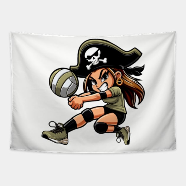 Lady Pirate Volleyball Mascot Tapestry by Karley’s Custom Creations