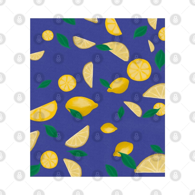 Lemon lovers blue background digital pattern by kuallidesigns