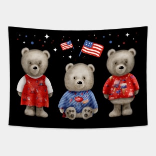 4th of July Teddy Bears outfit Tapestry