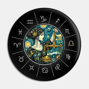 ZODIAC Libra - Astrological LIBRA - LIBRA - ZODIAC sign - Van Gogh style - 11 Pin