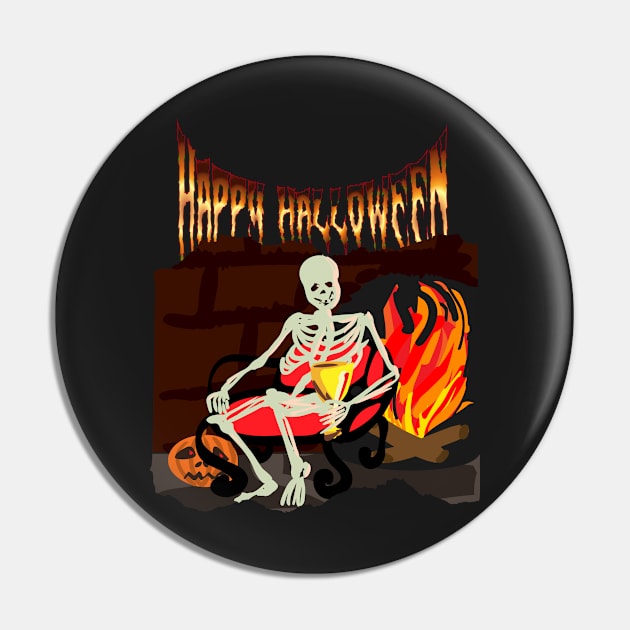 Creepy halloween evil skeleton and pumpkin - Happy halloween Pin by Rubi16