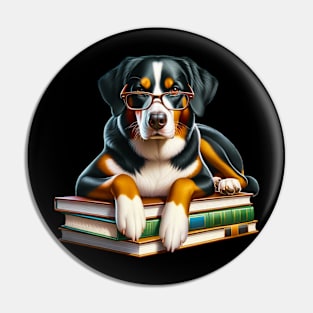 Appenzeller Sennenhund Dog And Books Pin