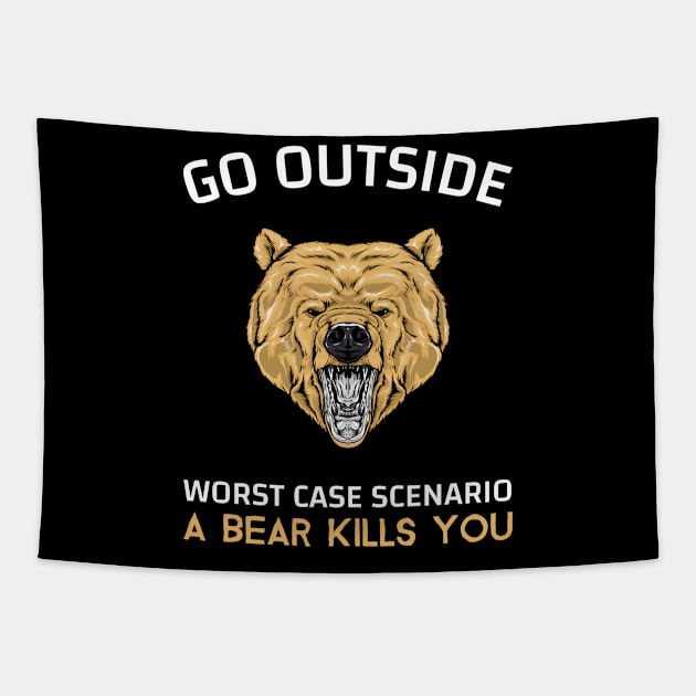 BEAR OUTDOORS CAMPING Tapestry by HEROESMIND