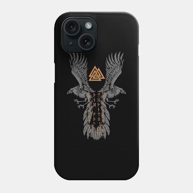 Odin's ravens with Viking runes - Hugin and Munin Phone Case by Modern Medieval Design