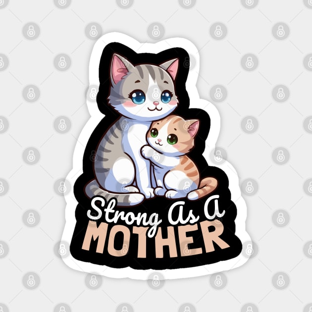 Strong As A Mother, Cat Mother Magnet by MoDesigns22 