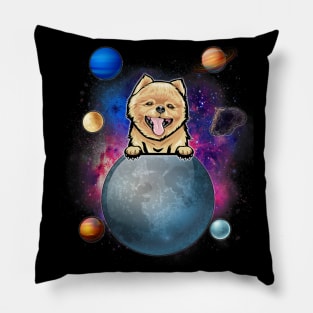 Pomeranian On The Moon Galaxy Pillow