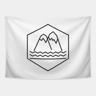 Minimalist Mountains and waves Tapestry