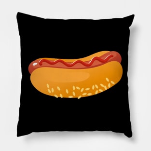 Hot Dog On A Bun Funny Catoon Hotdog Food Lover Pillow