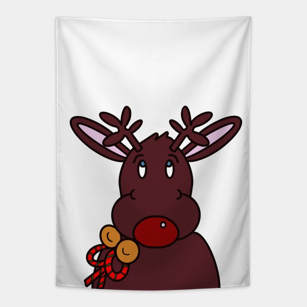 Merry Christmas Cute Reindeer Tapestry by SartorisArt1