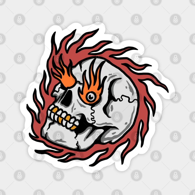 burning skull Magnet by donipacoceng