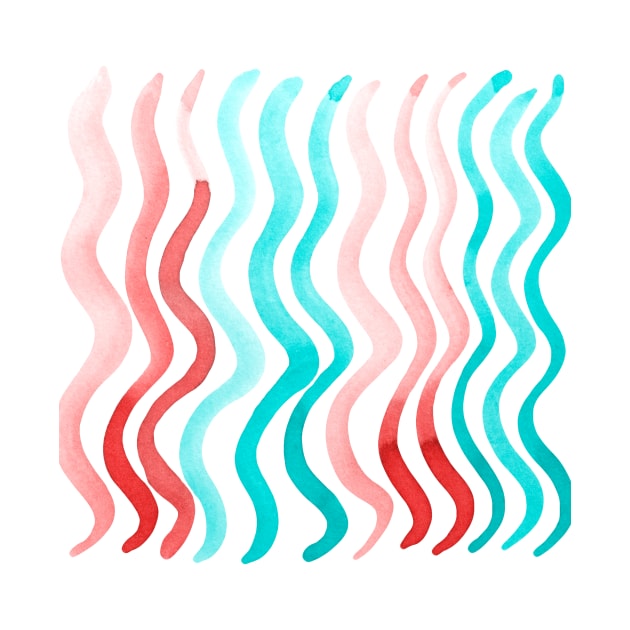 Wavy lines - orange and mint by wackapacka