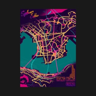 Hong Kong Synthwave map T-Shirt