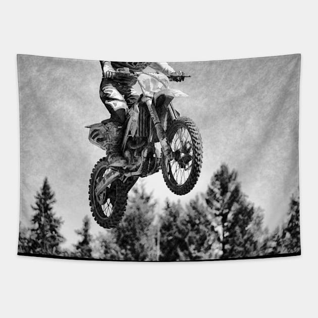 Got  Air! - Motocross Racer Tapestry by Highseller