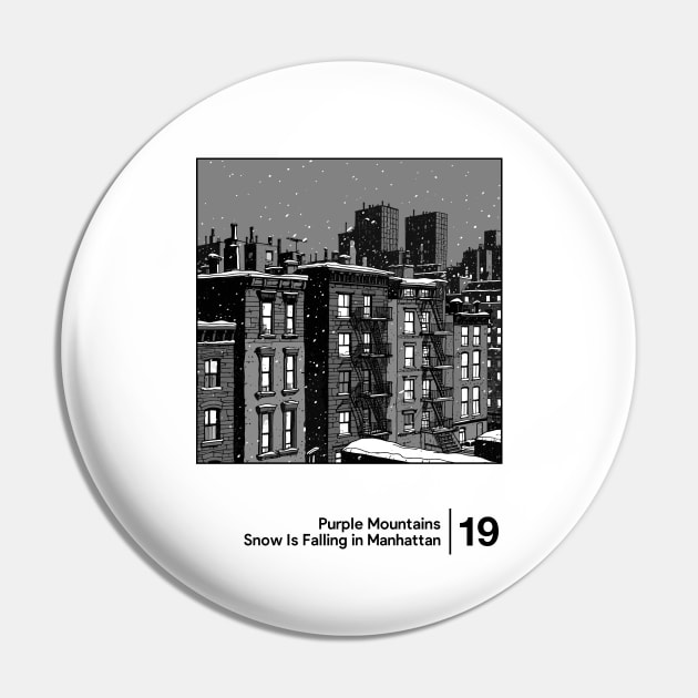 Snow Is Falling in Manhattan - Minimalist Illustration Artwork Pin by saudade