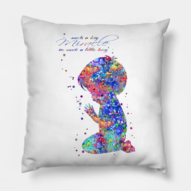 Praying little boy Pillow by RosaliArt