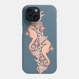 Sweet Seahorses and Starfish in Peach Phone Case