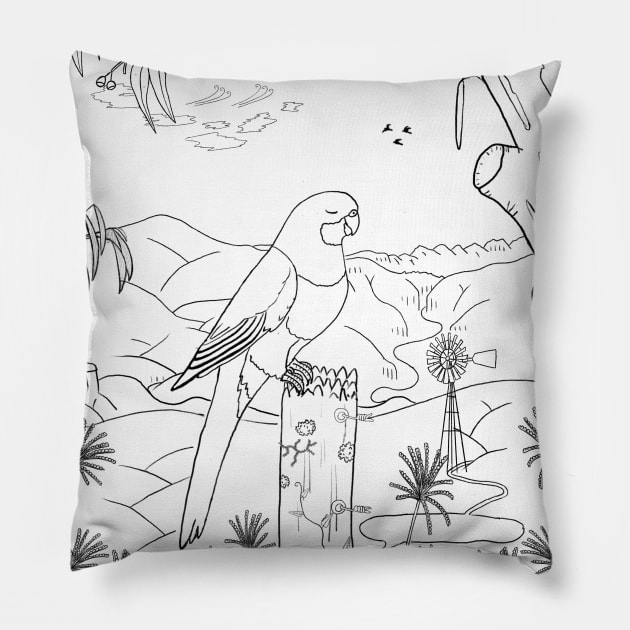 Adelaide Rosella 4 Pillow by wanungara