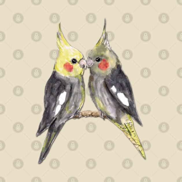 Two cute cockatiels by Bwiselizzy