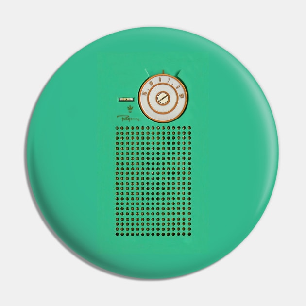 Retro geek Gumby green Transistor Radio Pin by LittleBean