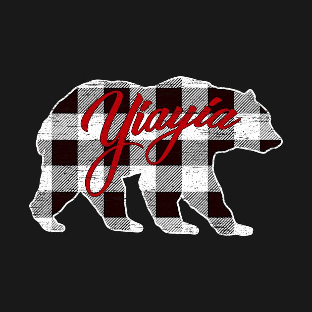 Black And White Buffalo Plaid Yiayia Bear Shirt Matching Pajama Family by tabaojohnny