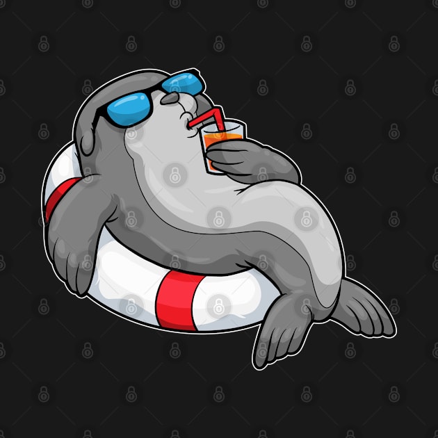 Seal with Swim ring and Drink by Markus Schnabel