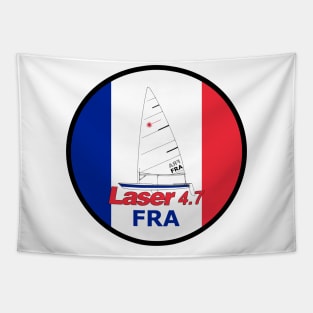 laser class sailboat on flag France Tapestry