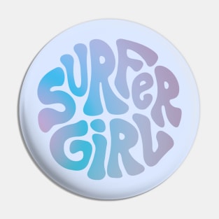 Surfer Girl Retro Logo - Purple and Blue Pin