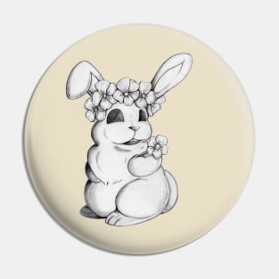 Bunny With Crown of Flowers Pin