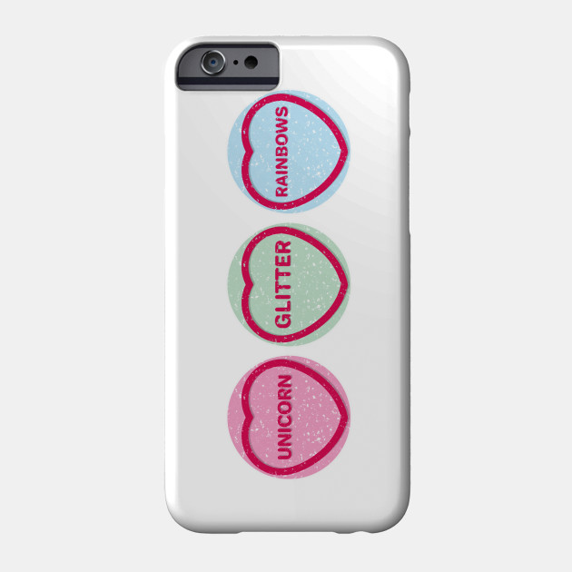 Unicorn Glitter And Rainbows Candy Hearts Phone Case