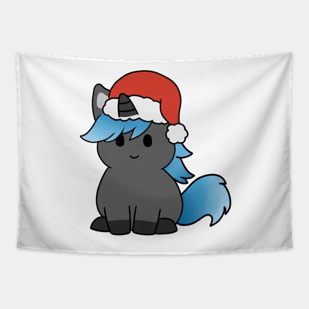 Christmas Black and Blue Unicorn Tapestry by BiscuitSnack