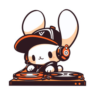 Cute bunny rabbit DJ playing music T-Shirt