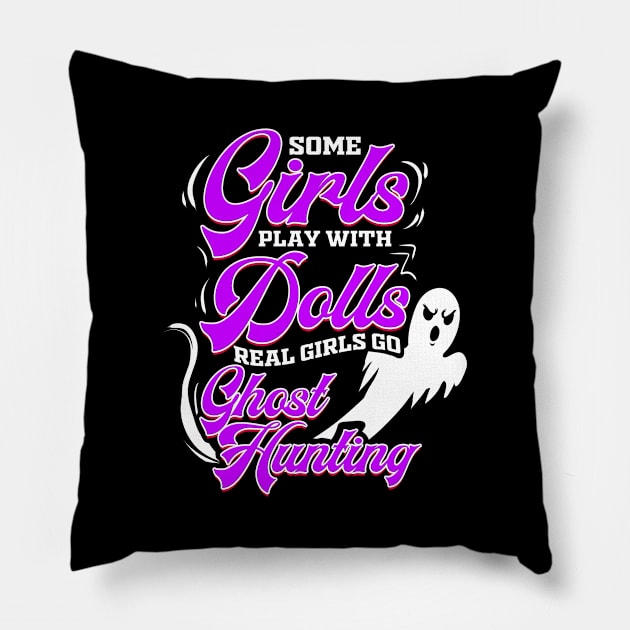 Ghost Hunting Girls Ghost Hunter Paranormal Investigator Pillow by ChrisselDesigns