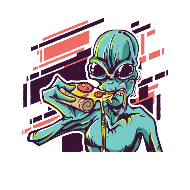 Alien Eating Pizza by SLAG_Creative