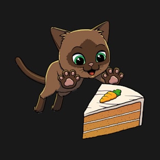 Burmese Cat excited to eat Carrot Cake T-Shirt