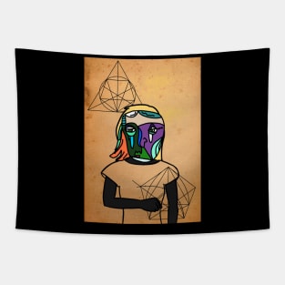 FemaleMask NFT with AbstractEye Color and GreenSkin Color - Unnamed Tapestry