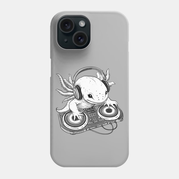 Tiny DJ Axolotl - Awesome Salamander Amphibian Phone Case by TeeTopiaNovelty