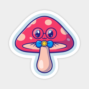 Cute Mushroom Wearing Glasses Cartoon Magnet