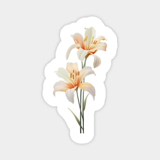 White lily flowers, watercolor style Magnet