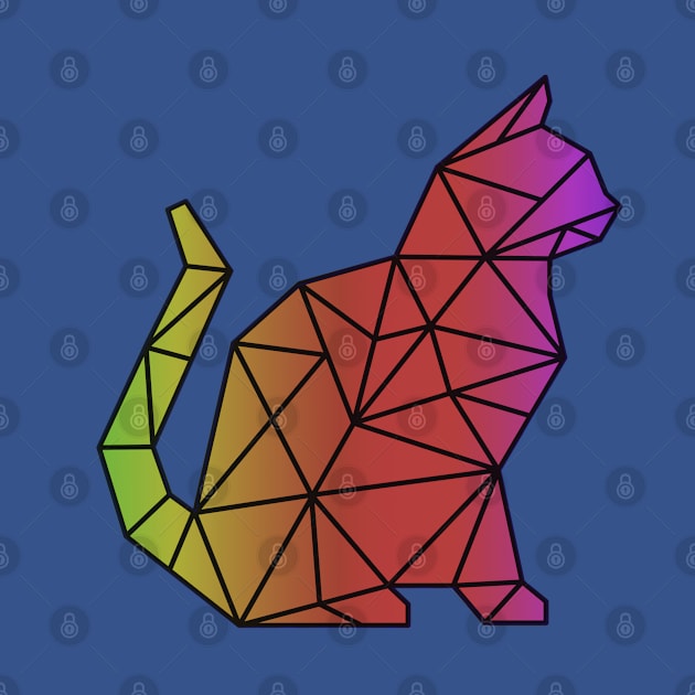 Rainbow Geometric Cat by Janremi