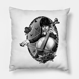 Wednesday Adams playing cello Pillow