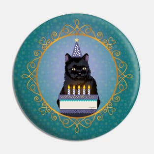 Black Cat Birthday Pin