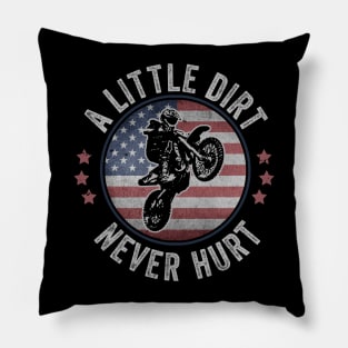 Dirt Biking USA Dirt Bike Rider Motocross American Flag Pillow