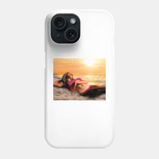 Woman girl bikini beach sunset Phone Case