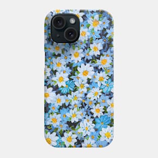 Sky Blue Blossom of Flowers Poster and Pattern - Hand-Painted Acrylic, Digitally Enhanced Phone Case