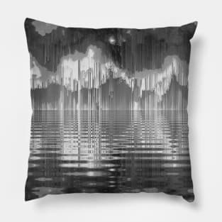 Black & White Fantasy Digital Landscape Pillow