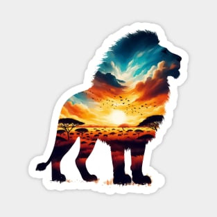 Zambia lion silhouette savannah abstract style Magnet