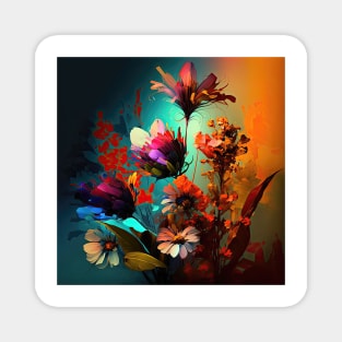 A Brightly Colored Fractal Bouquet of Flowers Magnet