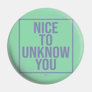 nice to unknow you Pin