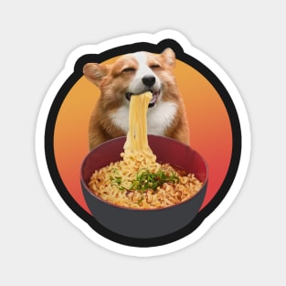 Corgi Eating Ramen noodles - cute dog smiling Magnet