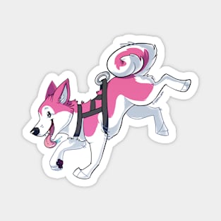 Pink Husky Running Magnet